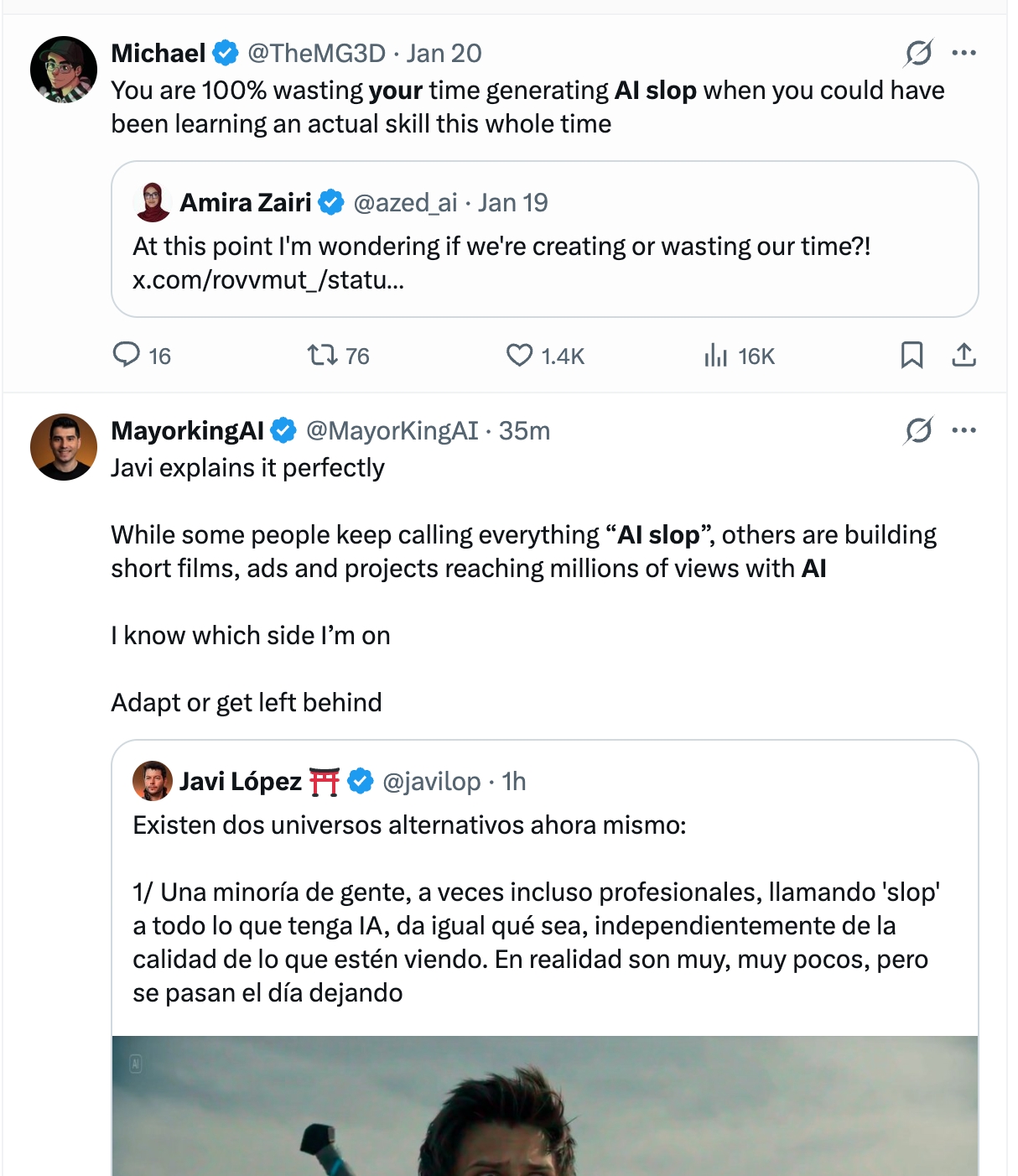 X posts criticizing AI slop